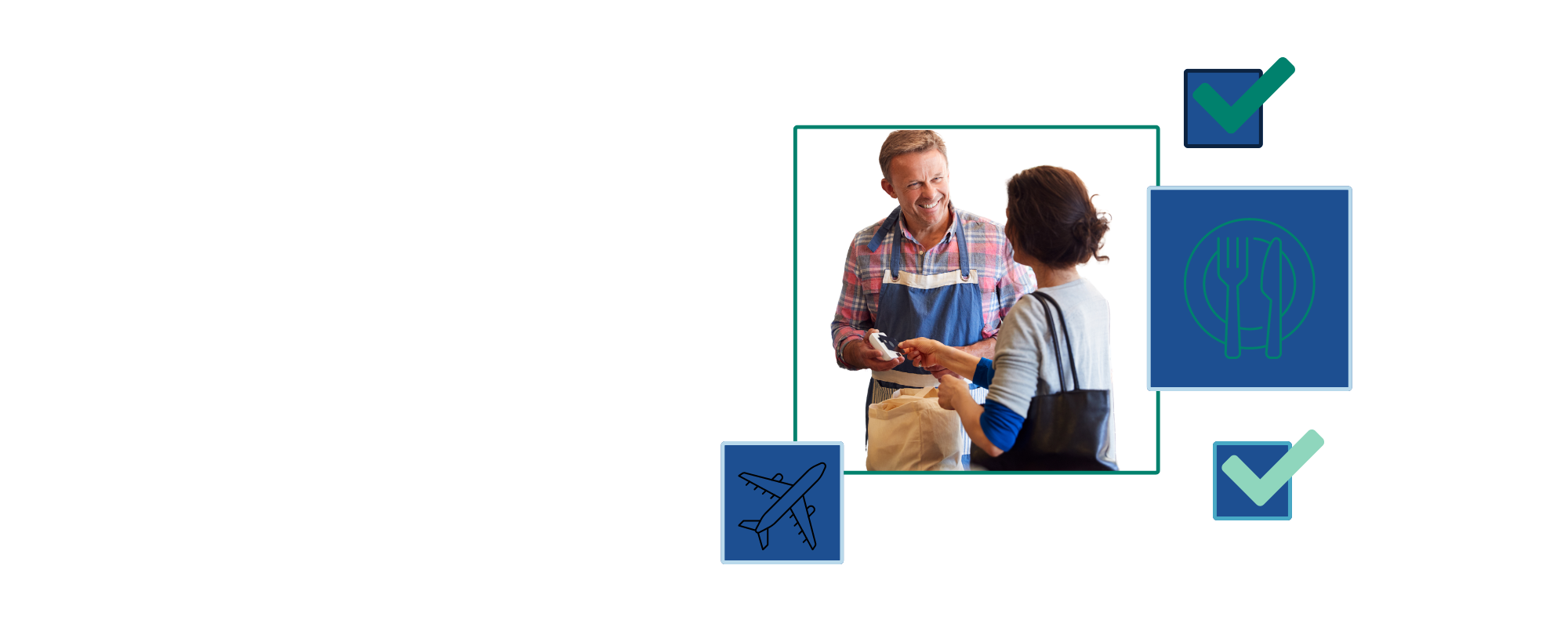 Client paying for purchases using card reader